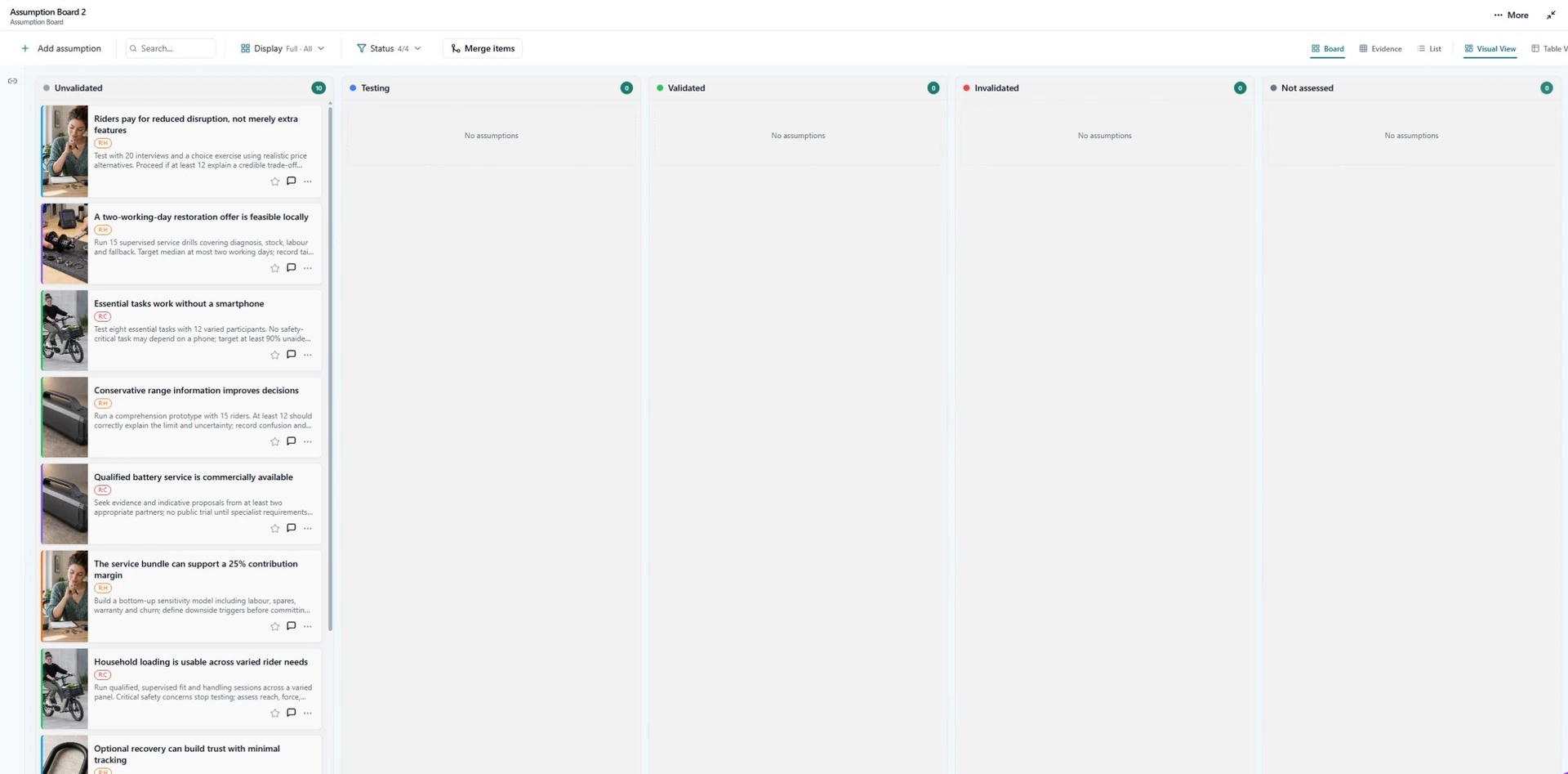Assumption Board screenshot