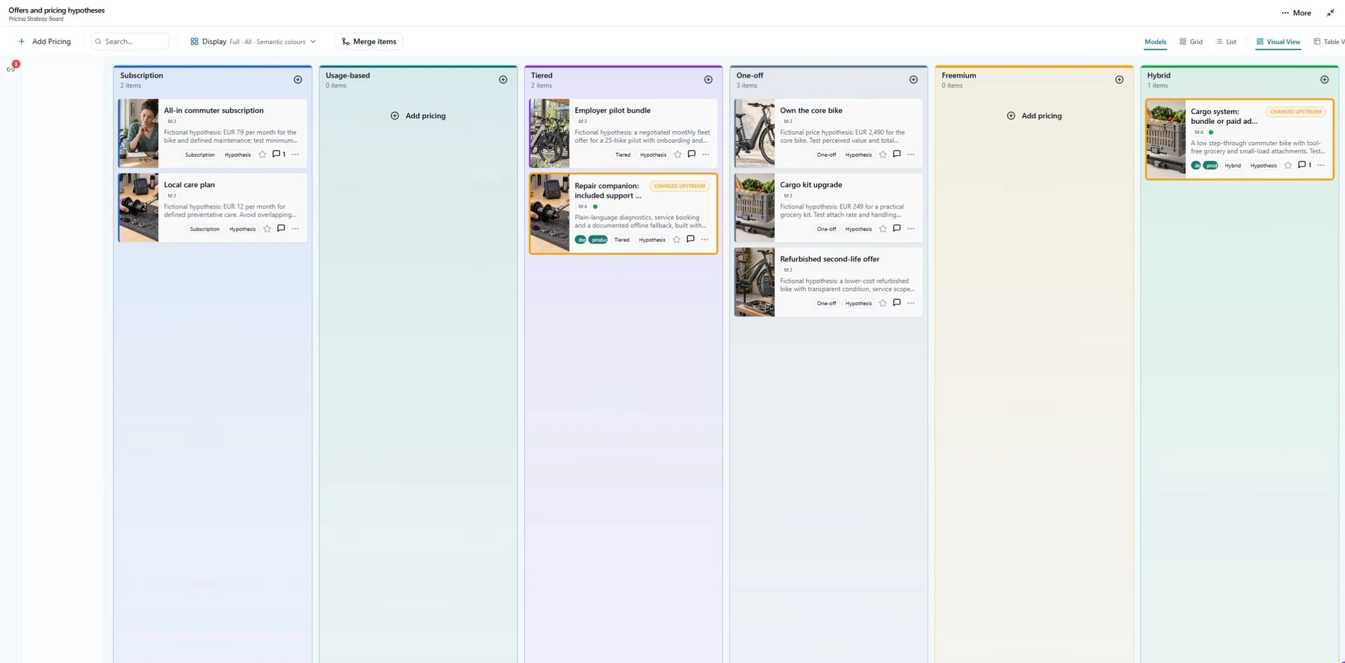 Pricing Strategy Board screenshot