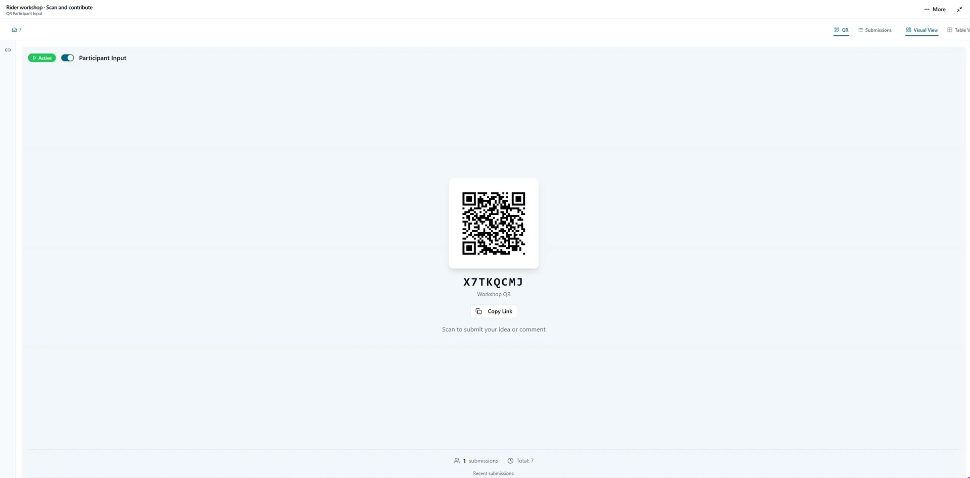 QR Participant Input screenshot