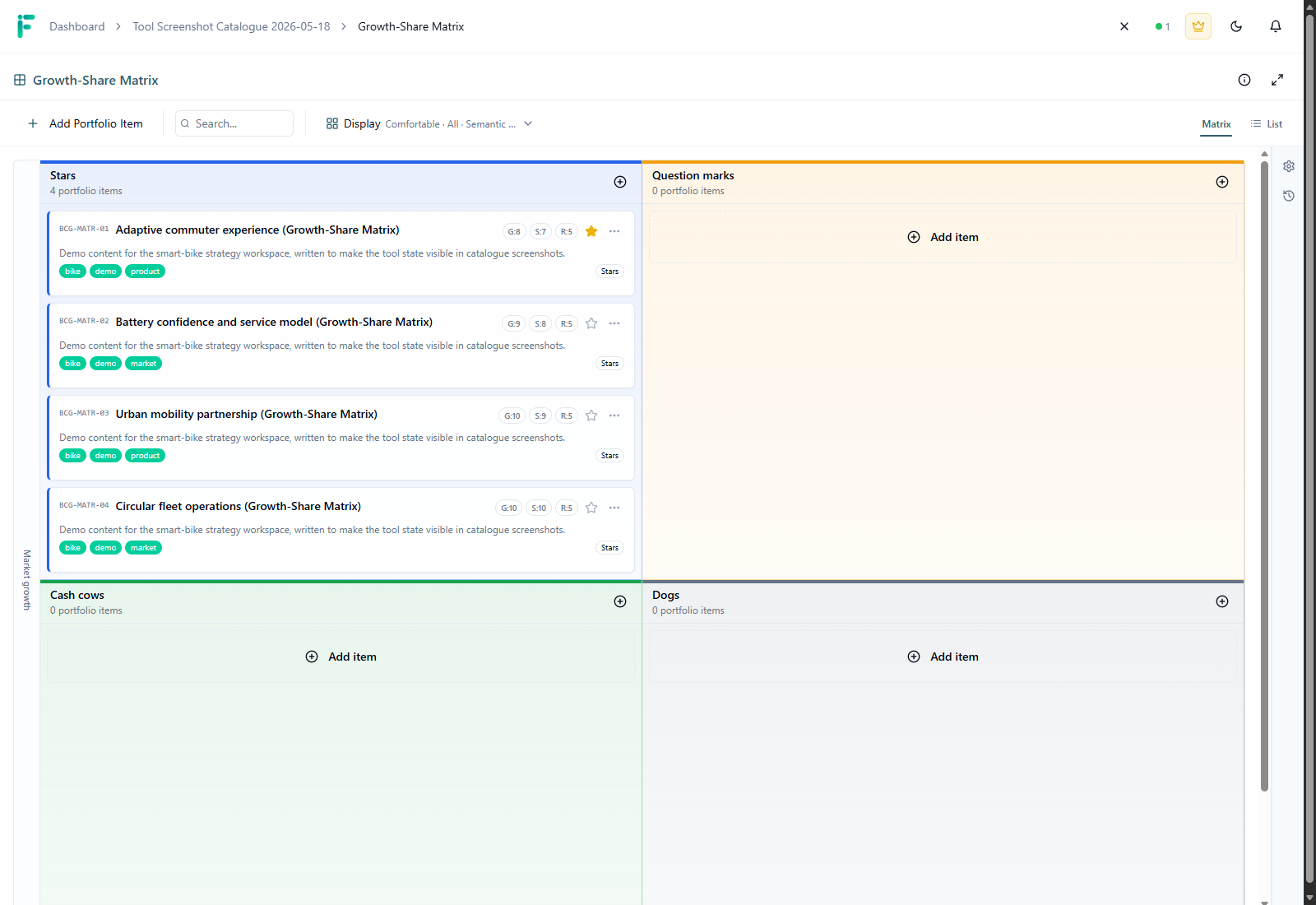Growth-Share Matrix screenshot
