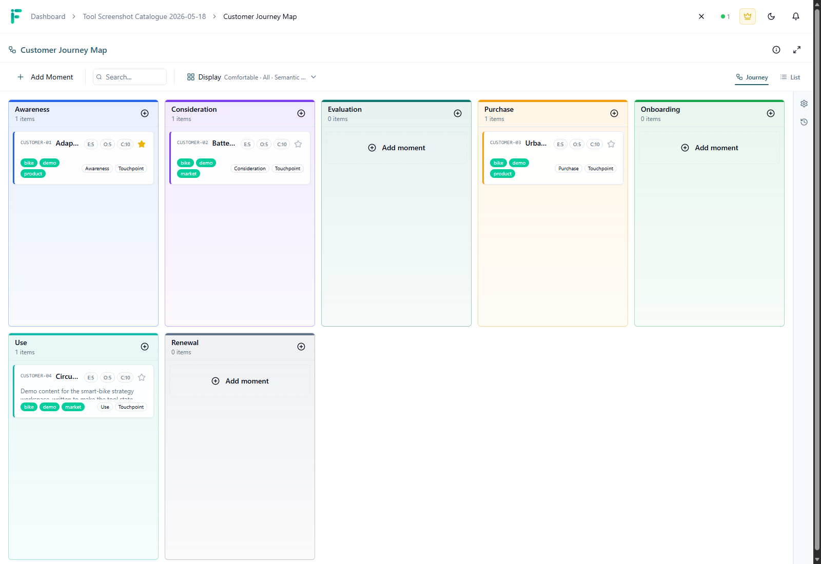 Customer Journey Map screenshot