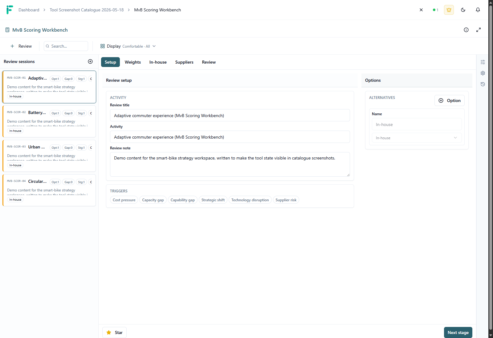 MvB Scoring Workbench screenshot