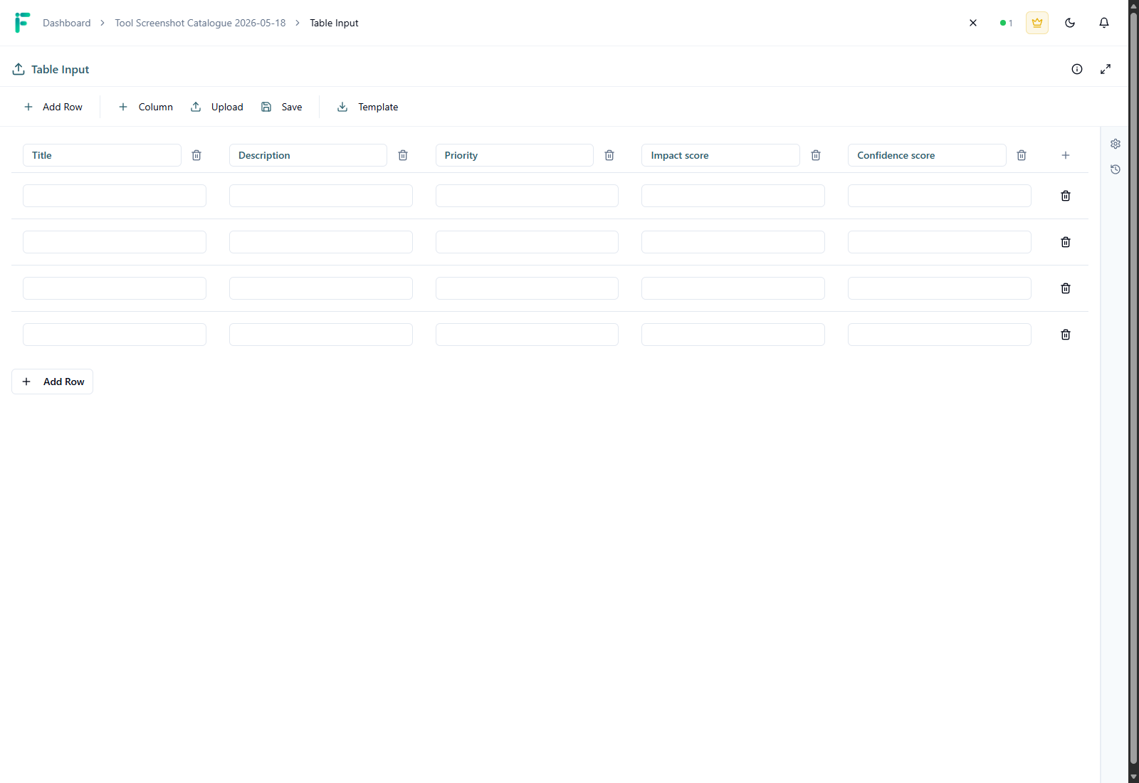 Table Input screenshot