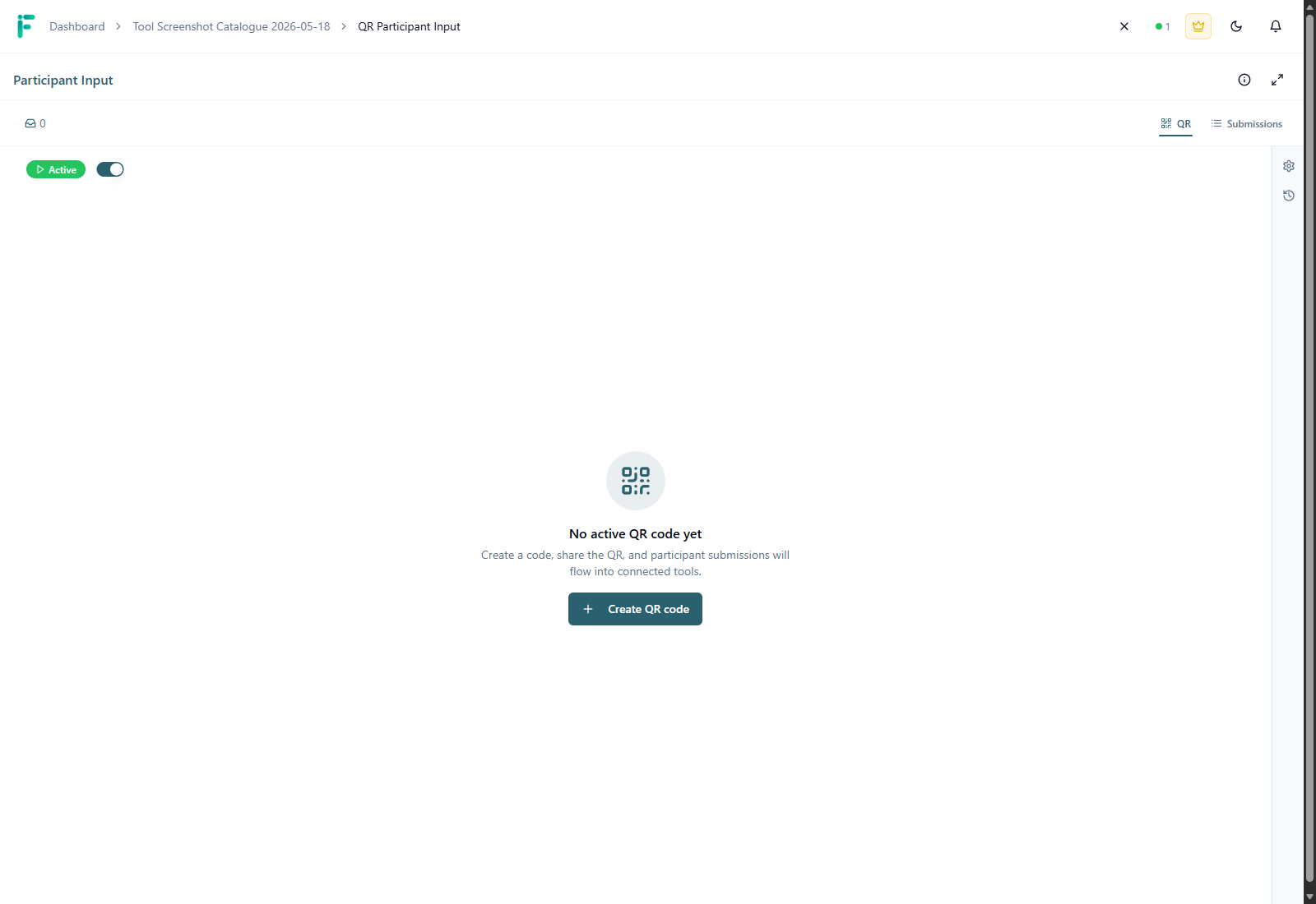 QR Participant Input screenshot